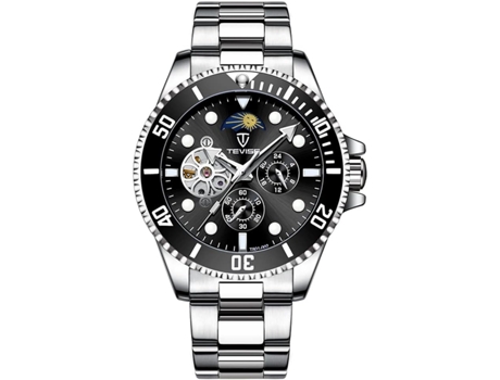 VENAXIN Hombres Relojes Mecánicos Automáticos Relojes Automáticos Impermeables-Negro plata VEANXIN