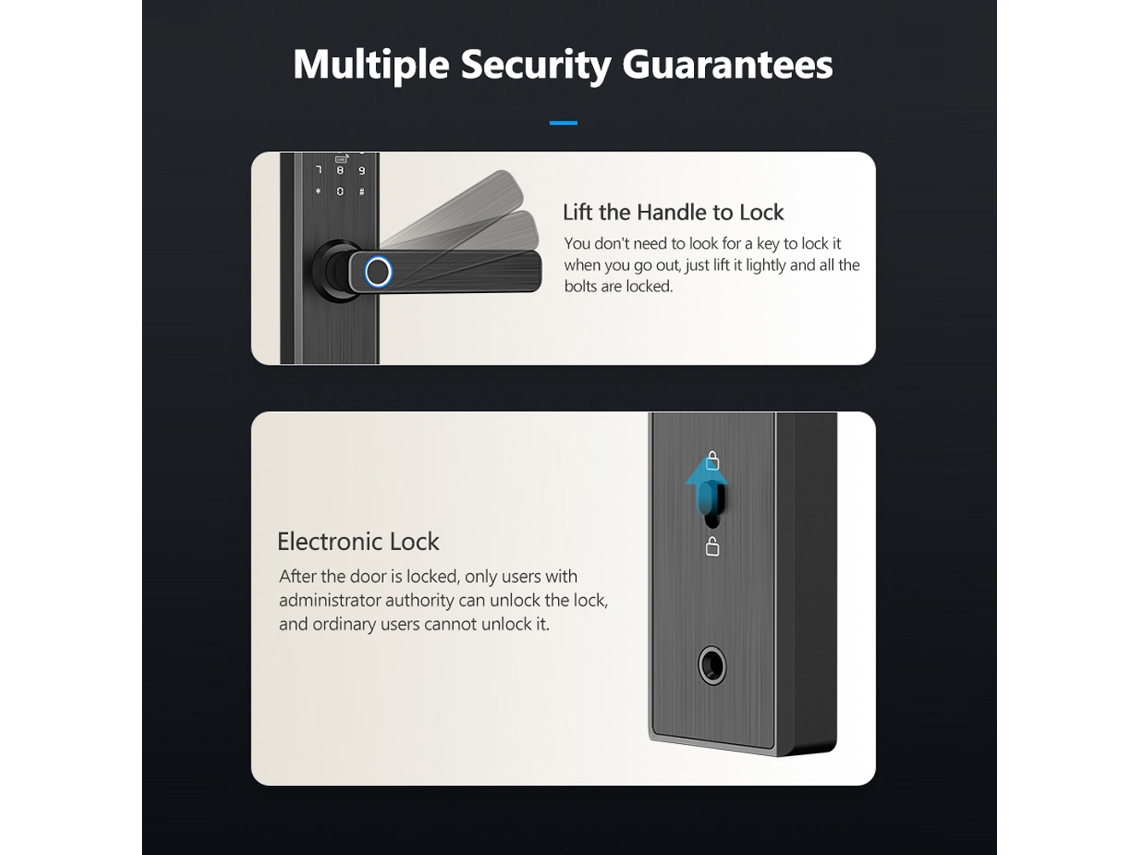 Cerradura de puerta inteligente Tuya Wifi con huella dactilar, contraseña, tarjeta IC, cerradura de entrada digital sin llave, doble cerrojo, funciona con la aplicación Pa