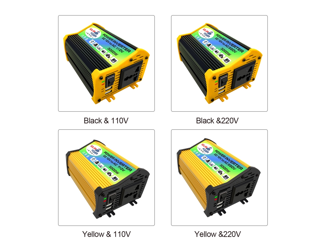 Convertidor Inversor De Onda Senoidal Modificada 3000w 12v Dc Para 110v Ac Com Porta Usb 2.1a Para Carro