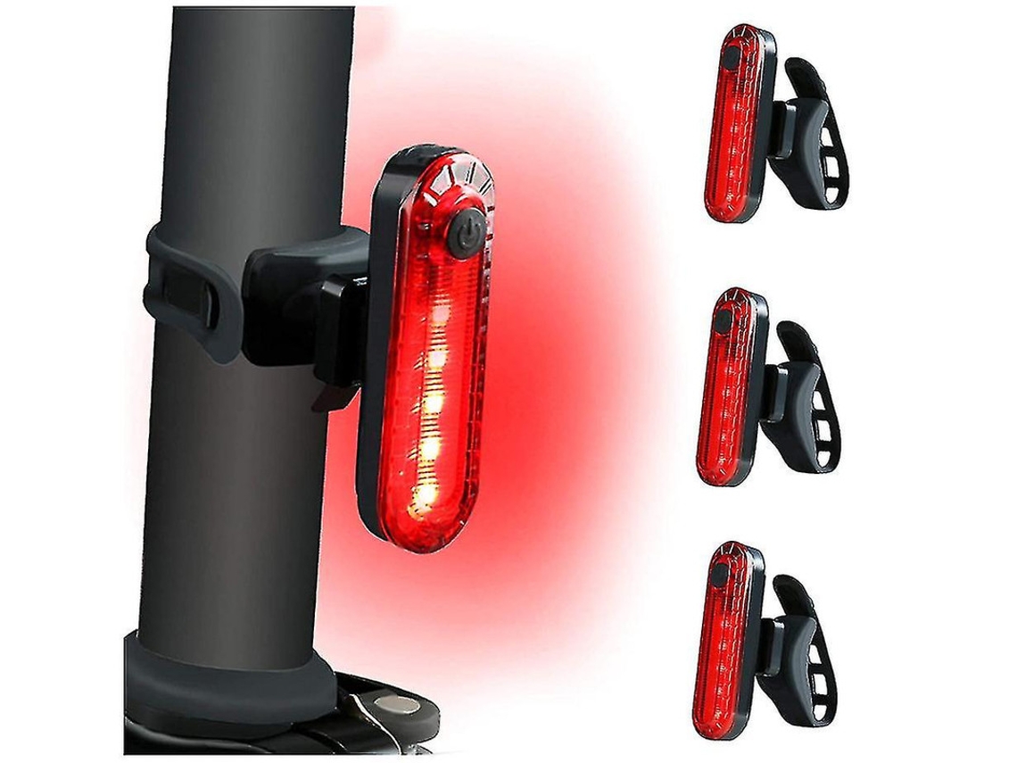 3 Linternas Traseras Bicicleta Usb Recargable Ipx8 Roja Yizhood