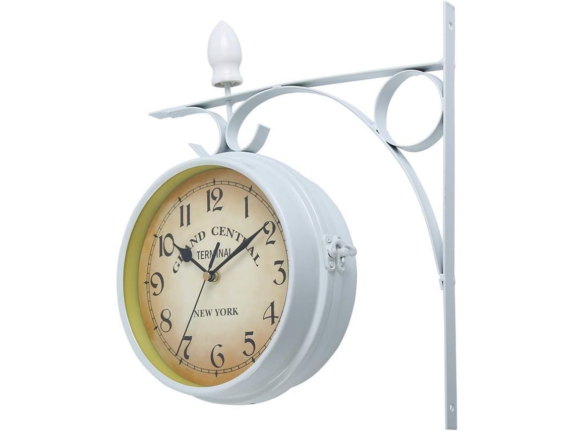 Reloj De Pared De Doble Cara De Estilo Europeo Para Jardín Exterior (blanco)