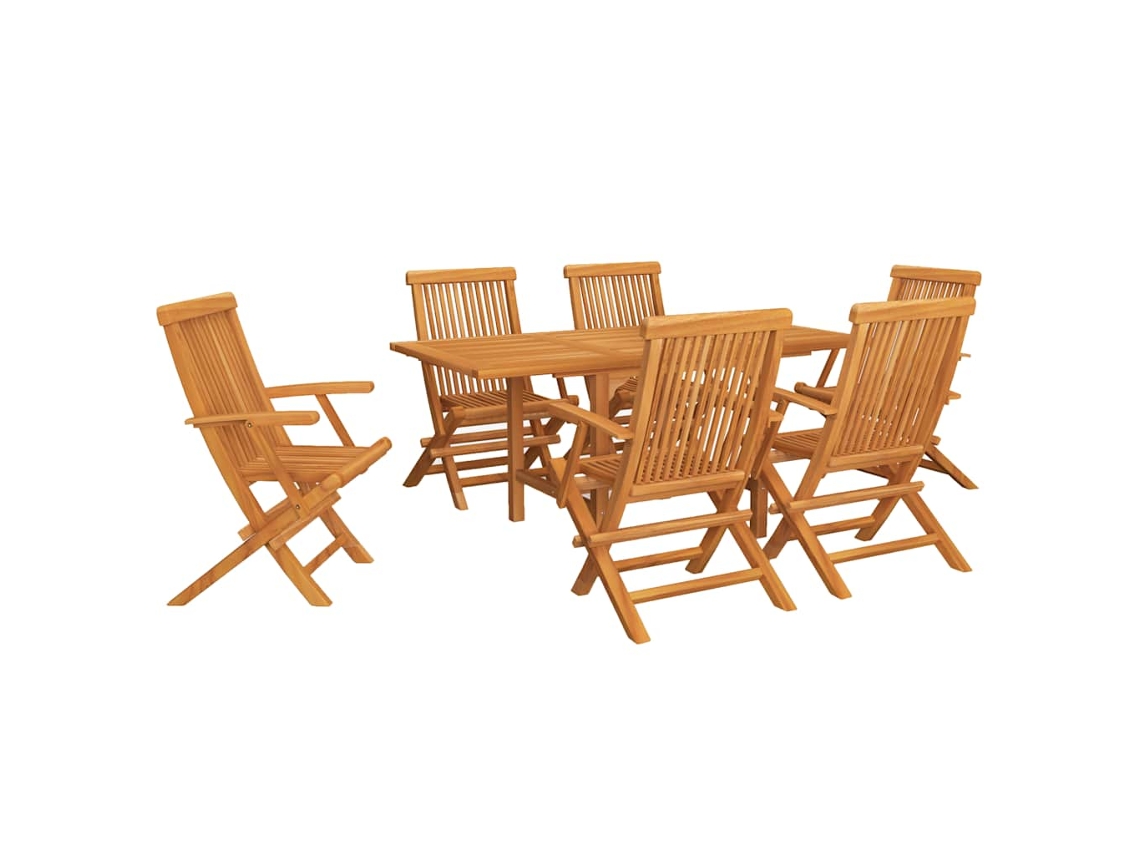 Maison Exclusive - Juego De Comedor Para Jardín 7 Piezas Madera Maciza Teca