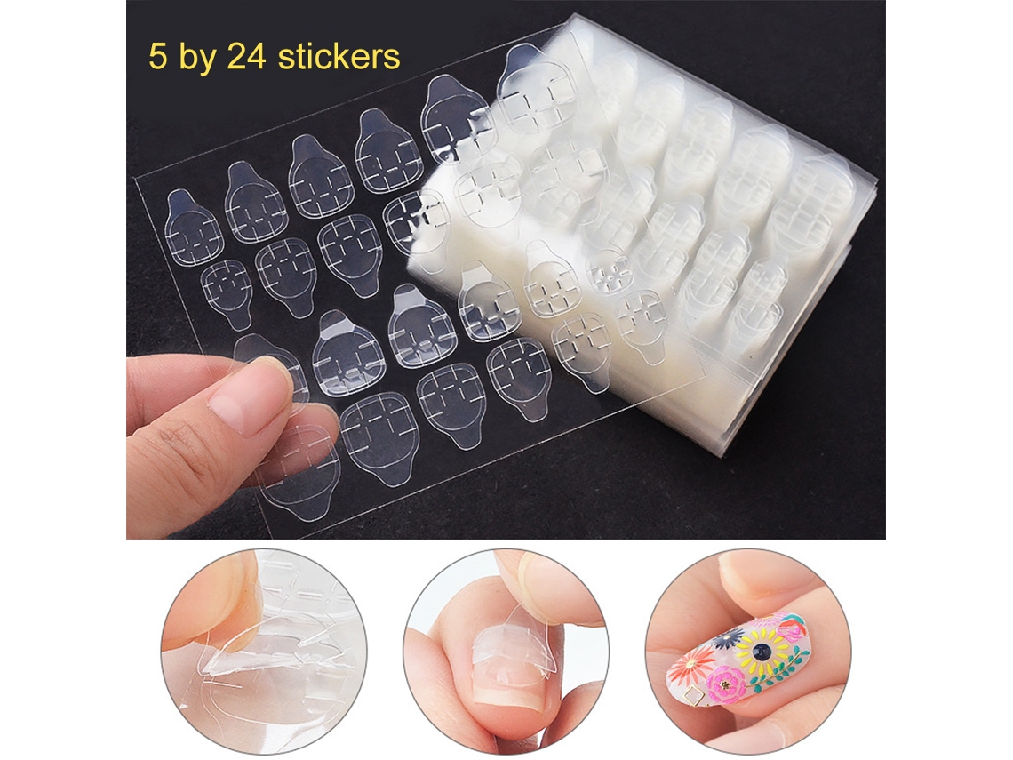 Rebe - 120 adesivos respiráveis de dupla face para unhas, ideais para manicure e decoração de unhas postiças.