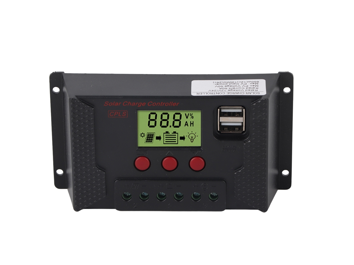 Controlador De Carga Solar Pwm De 50 A, 12 V/24 V, Regulador De Batería Con Usb Para Paneles Solares.
