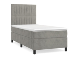 Maison Exclusive - Cama Box Spring Con Colchón Terciopelo Gris Claro 90x190 Cm