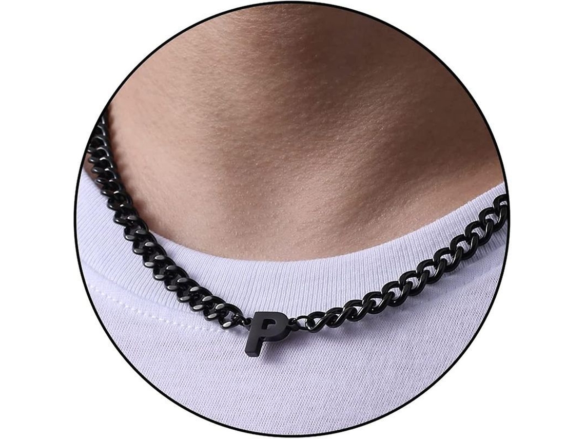 Cadena cubana 2026 con colgante de letra inicial de la A a la Z en acero inoxidable de 6,5 mm, 45,7 cm + 5 cm (18+2 pulgadas), joyería para regalar a hombres, mujeres y niños.