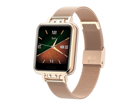 Smartwatch Pantalla de color de presión arterial de frecuencia cardíaca de acero inoxidable de moda Oro