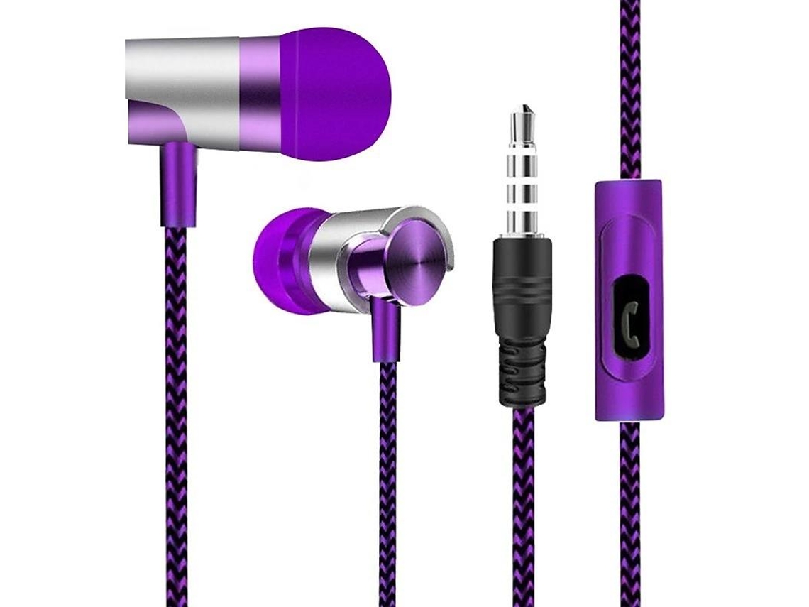 (morado) Auriculares Inalámbricos, Equipados Con Altavoces Y Micrófono De Metal Pesado, Conector Aux De 3,5 Mm.