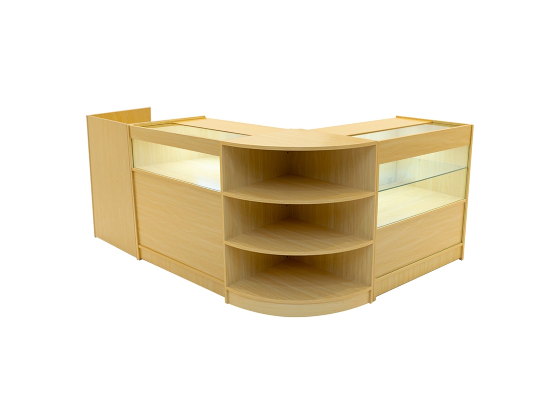Estantería comercial Europa | Arce | LM60 B900 C900 TB60 | MDF y vidrio templado | Estanterías y Monstershop