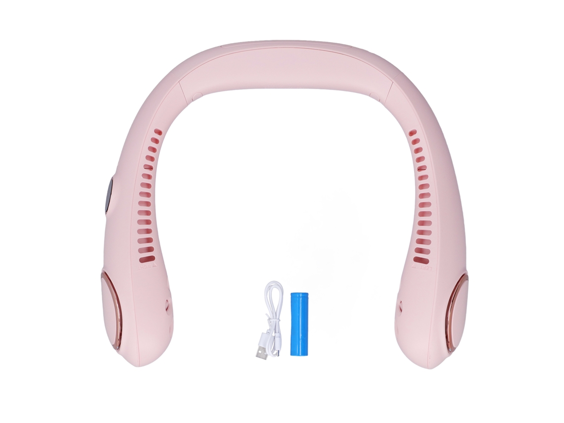 2026 Ventilador De Cuello Portátil Sin Aspas Led 3 Velocidades 360° Viento Circular Batería 2000mah Rosa
