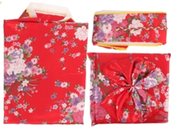 Kimono Japonés Para Niños Y Niñas, 130 Cm, Rojo Con Estampado De Flores De Cerezo.