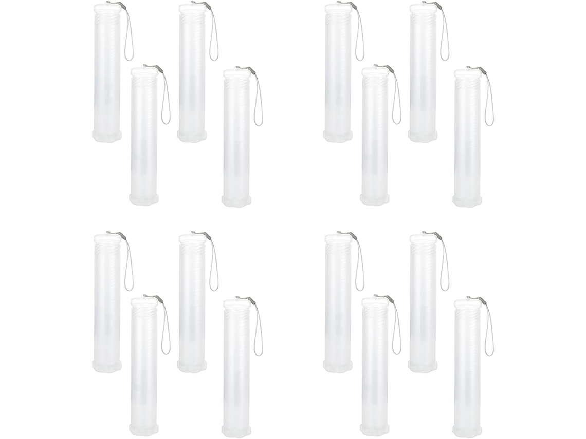 Juego de 16 estuches de plástico expandibles para brochas, tubo largo transparente para guardar brochas. SFUSHOS