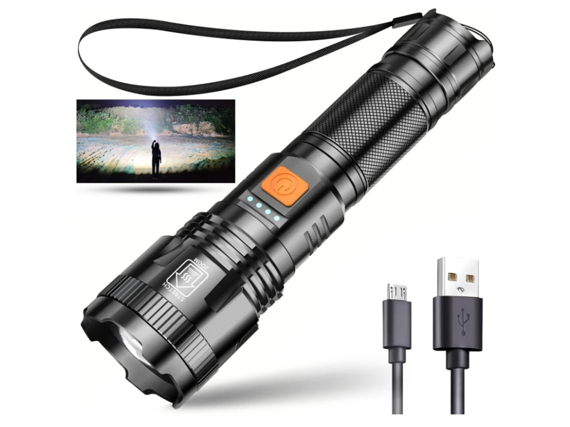 Linternas de alta potencia, 20 000 lúmenes, XHP90.2, LED superbrillante, IPX6, impermeables, tácticas de alta potencia, Yizhood (negra)