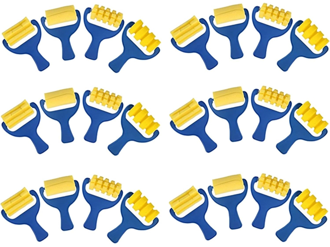 Juego De 24 Pinceles De Esponja Con Rodillo Para Pintura, Pinceles De Bricolaje Para Niños Para Arte Y Manualidades.