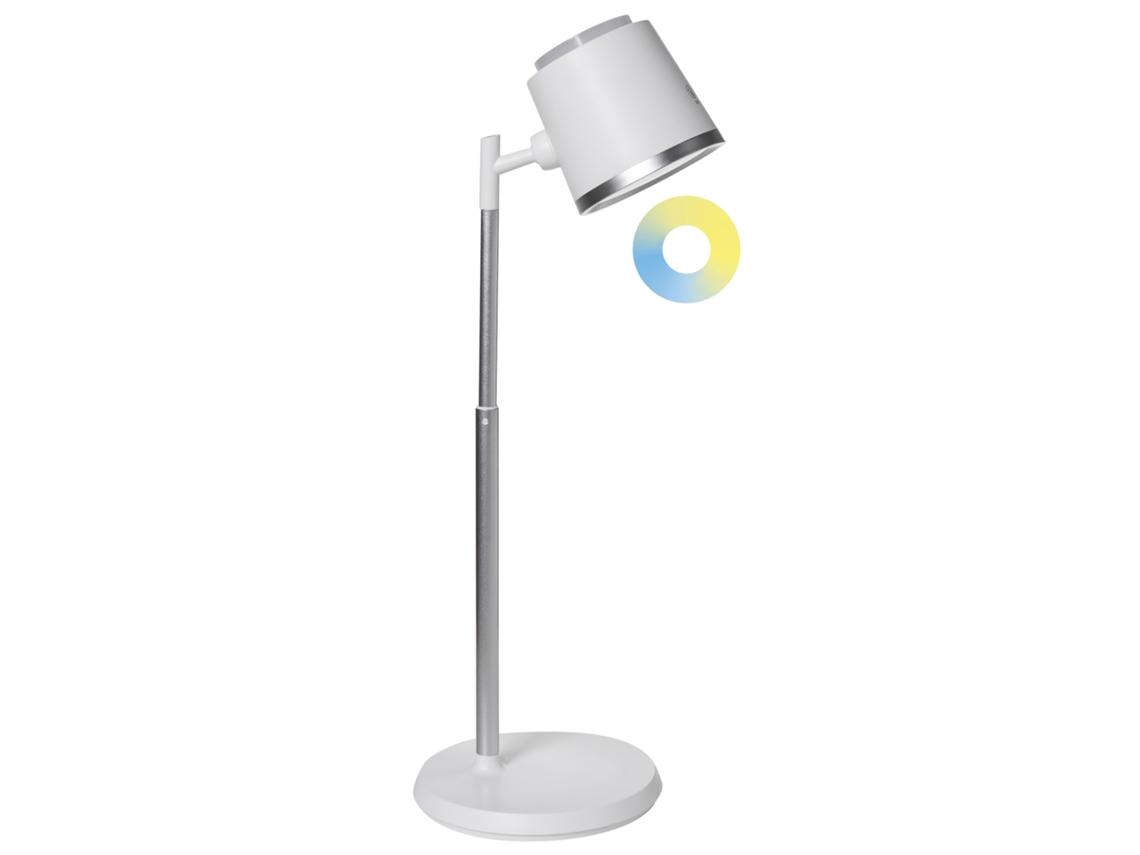 Lámpara de escritorio LED Beliani Libra en material sintético blanco 14x14x26