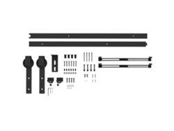 Juego De Herrajes Para Puerta Corredera De 183 Cm Con Rieles Y Rodillos, Acero Negro.