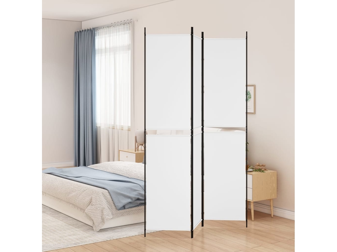 Biombo Divisor De 3 Paneles De Tela Blanco 150x220 Cm