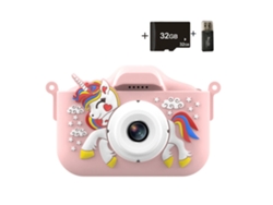 Cámara infantil Gertiz Unicorn de 4800 W con doble cámara para niños de 3 a 8 años, 32 g, color rosa