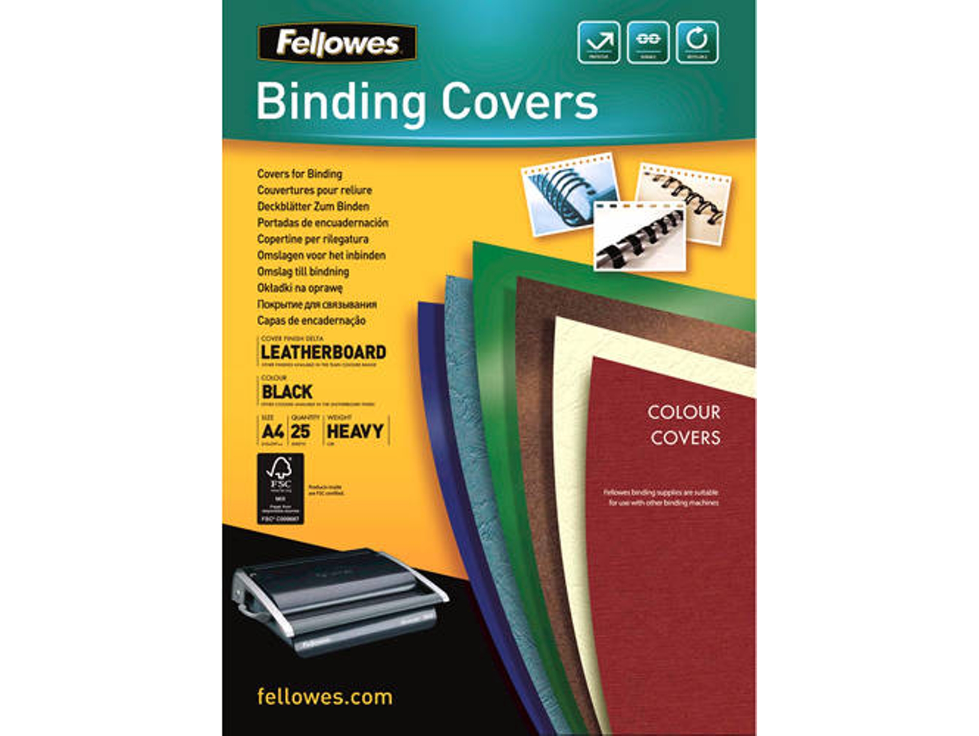 Cubiertas para Encuadernación FELLOWES A4 Negro (25 un)