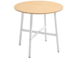Mesa De Comedor Redonda Moderna Para 4 Personas, Patas De Acero Blanco Natural, Ø80