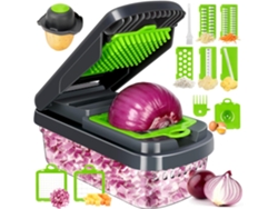 Picadora de verduras, multifuncional 12 en 1, picadora de cebolla profesional con 7 cuchillas, Gusshious Cooking Essential (gris)