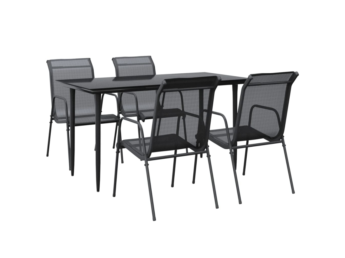 Maison Exclusive - Juego De Comedor Para Jardín 5 Piezas Acero Y Textilene Negro