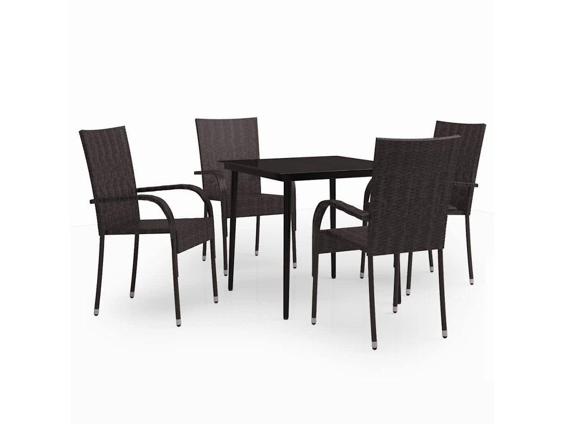 Maison Exclusive - Juego De Comedor De Jardín 5 Piezas Con Cojines Marrón Y Negro