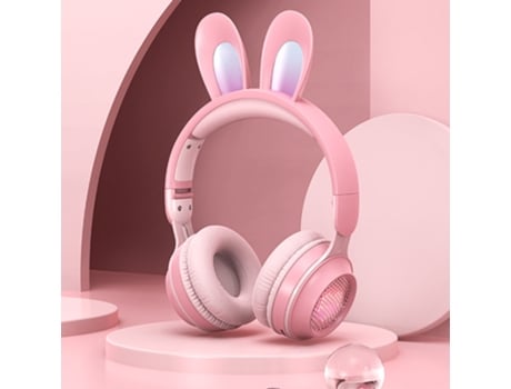 Auriculares Bluetooth Estéreo plegable inalámbrico portátil con orejas de conejo para niños 5.0 con luz LED de micrófono