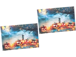 Fondo Fotográfico De Halloween De 2 Piezas Con Decoración Festiva De Murciélagos Y Luna