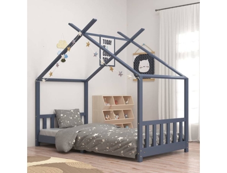 Estructura de cama infantil VIDAXL Gris Madera (206x98x155 cm)