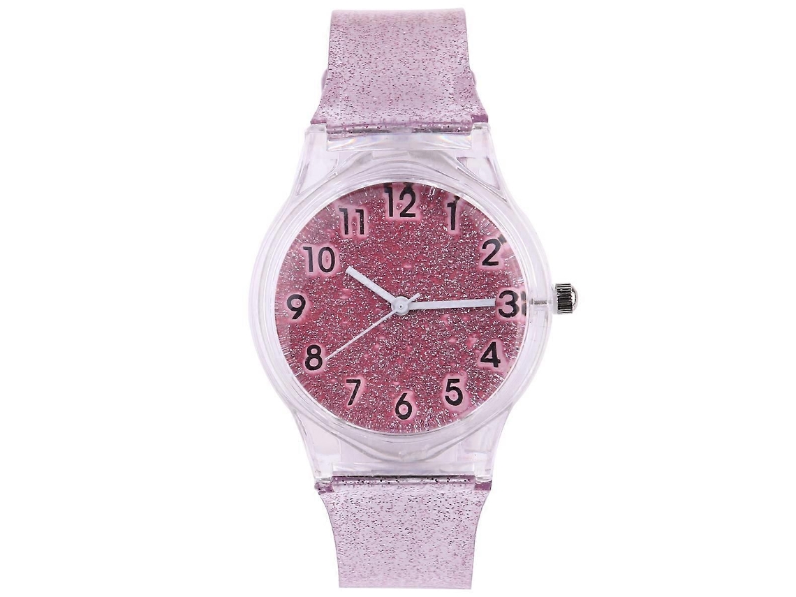 Reloj infantil transparente GOKOCO con correa de silicona rosa