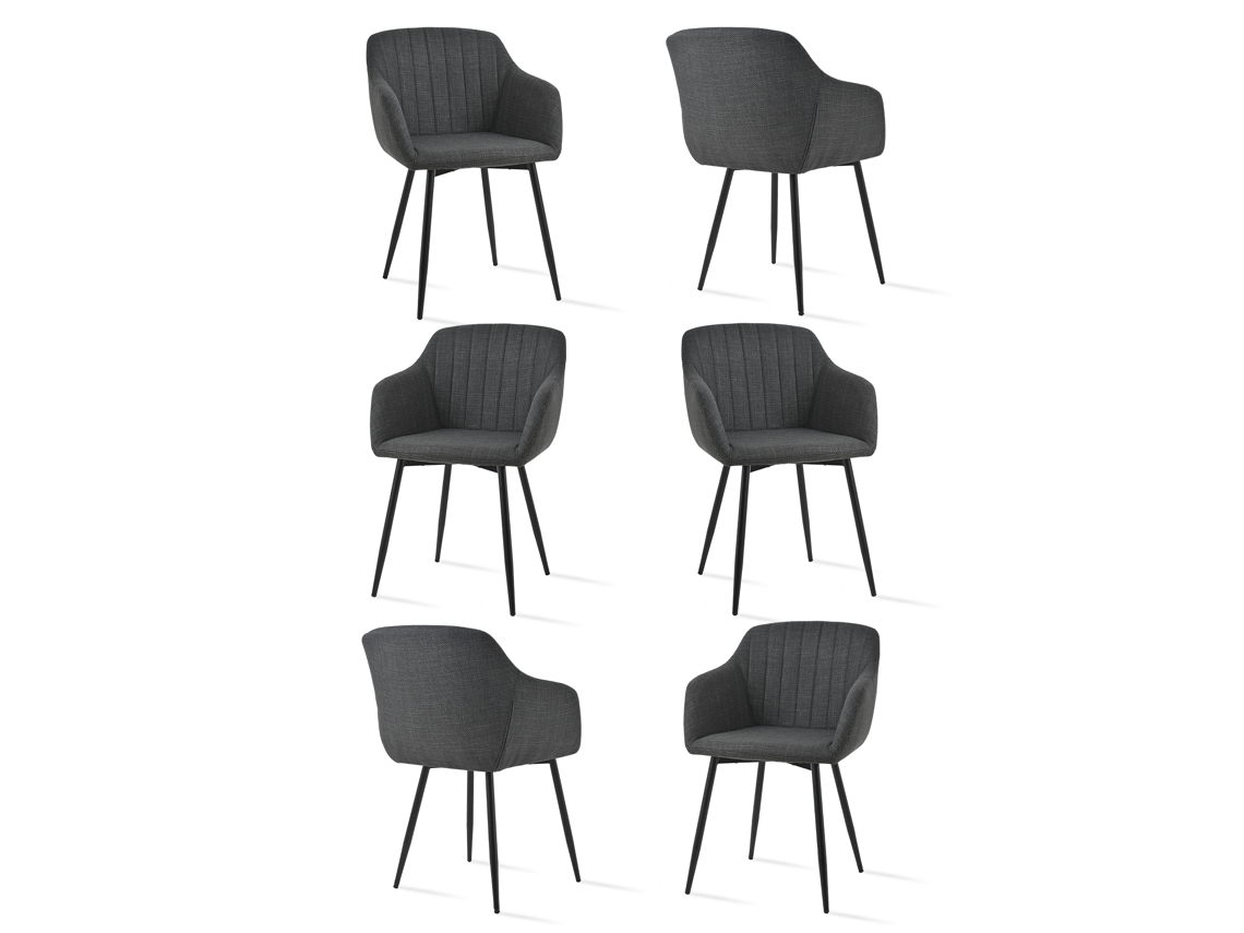 Sillas De Comedor Goeurvant 711(pack De 6, Gris Tinta, Tela)