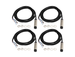 Juego De 4 Sensores De Proximidad Inductivos, 12 Mm, Sonda Npn, 3 Cables, Normalmente Abierto (no), 6-36 V Cc, Ip67