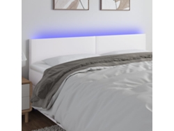 Cabecero Con Led Cuero Sintético Blanco 200x5x78/88 Cm