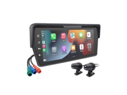 Grabadora de vídeo digital portátil para motocicleta de 6,86 pulgadas con CarPlay inalámbrico y pantalla Android Auto, GPS y cámaras AHD duales.