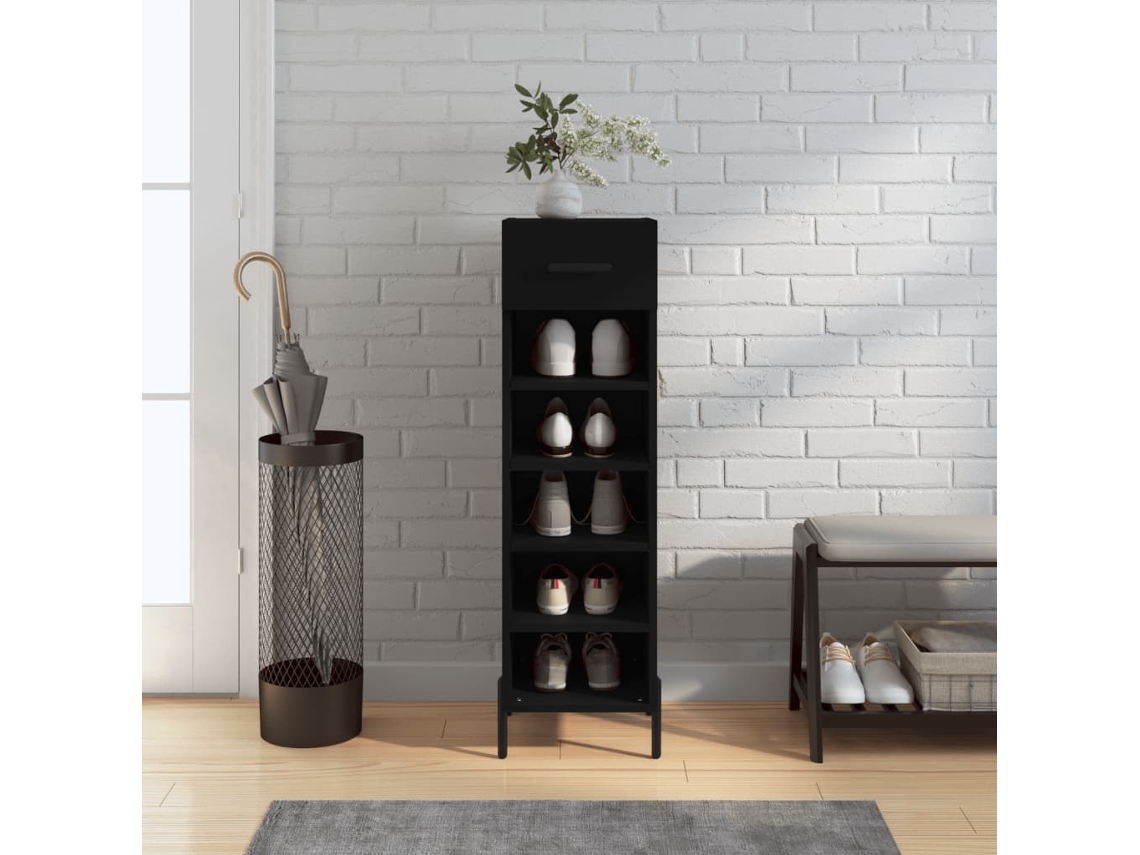 Zapatero Madera De Ingeniería Negro 30x35x105 Cm