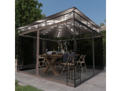 Gazebo con mosquitera y cordones de luz LED 3x3x2,73m Acas Gris. Wsd990296 Hermosa casa