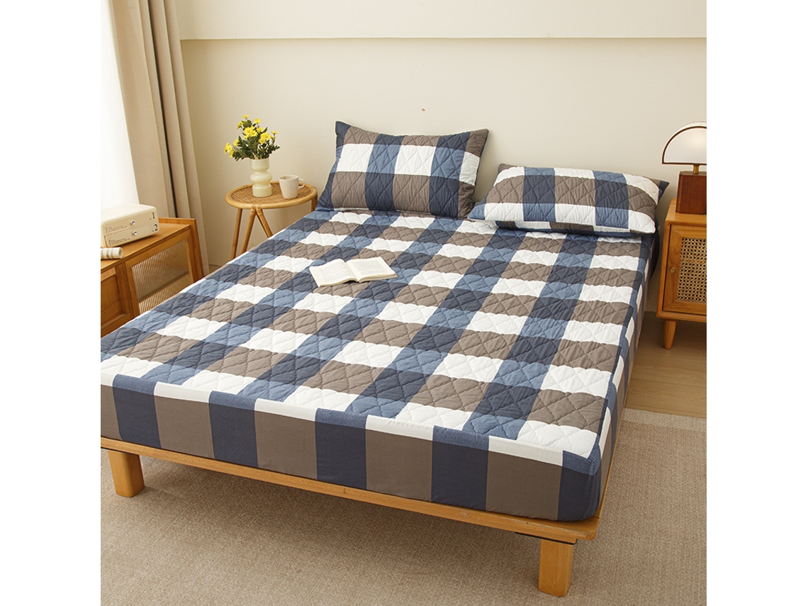 Protector De Colchón Impermeable Czhhmart (sábana Bajera Ajustable) 200 Cm X 220 Cm (con Dos Fundas De Almohada) A Cuadros