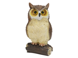 Estatua de búho leonado en resina para decoración de jardín exterior.