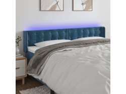 Cabecero Con Led De Terciopelo Azul Oscuro 163x16x78/88 Cm