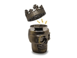 Molinillo De Especias De 3 Capas Con Forma De Cabeza De Esqueleto Y Corona Para Hierbas, Tabaco, Bronce.