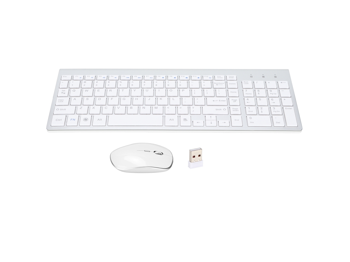 Combo Teclado E Mouse Sem Fio 2.4ghz Estiloso Compacto 102 Teclas Ultra Fino Design