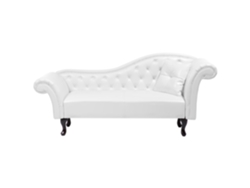 Chaise longue derecho BELIANI Lattes de Piel sintética Blanco 188x59x87