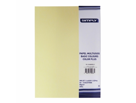 Papel de fotocopia en color A4 80G SIMPLY Color Plus Amarillo 25Fl 83-19