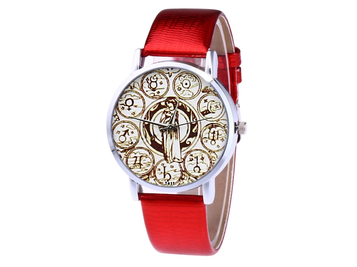 Reloj De Pulsera Analógico Informal Para Mujer Con Correa De Pu Y Movimiento De Cuarzo (rojo)