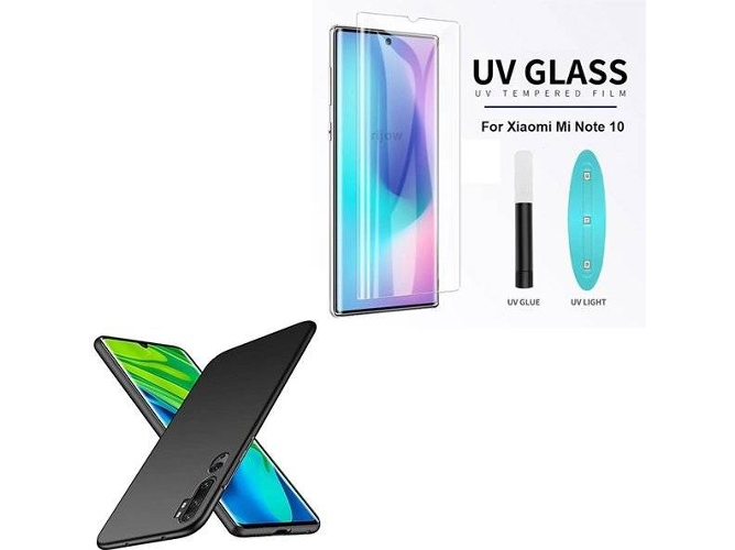 Kit Carcasa y Protector de Cristal Nano Curved UV Xiaomi Mi Note 10 SlimShield Negro