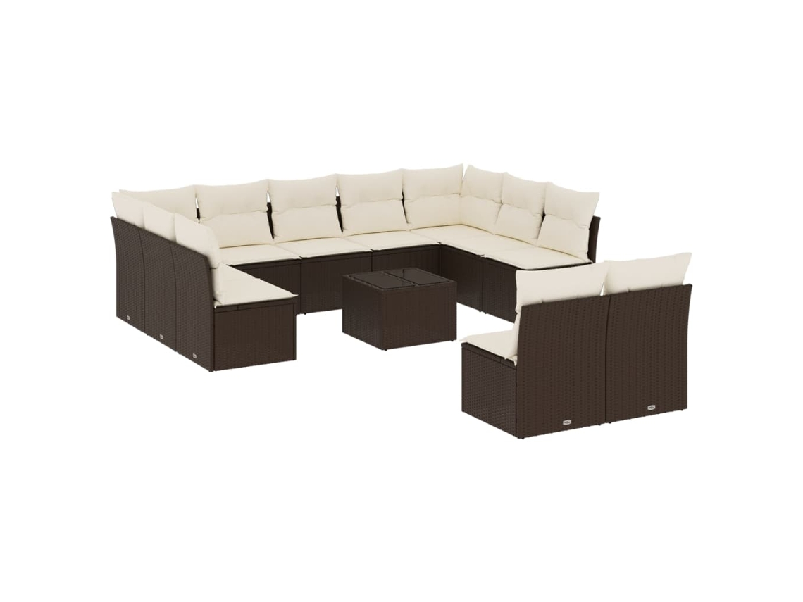 Maison Exclusive - Set De Sofás De Jardín Y Cojines 12 Pzas Ratán Sintético Marrón