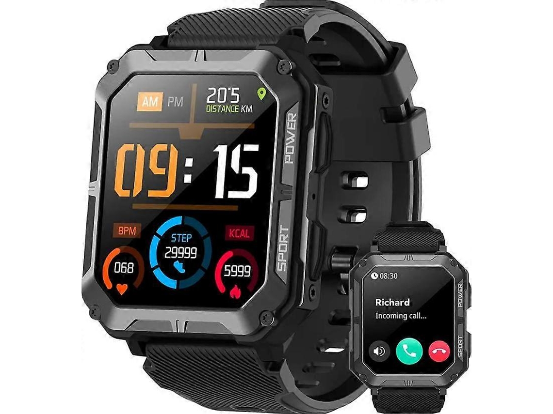 Reloj inteligente deportivo C20pro para exteriores, resistente al agua, con Bluetooth, llamadas, IP68, monitor de actividad física y gran memoria para bicicletas eléctricas.