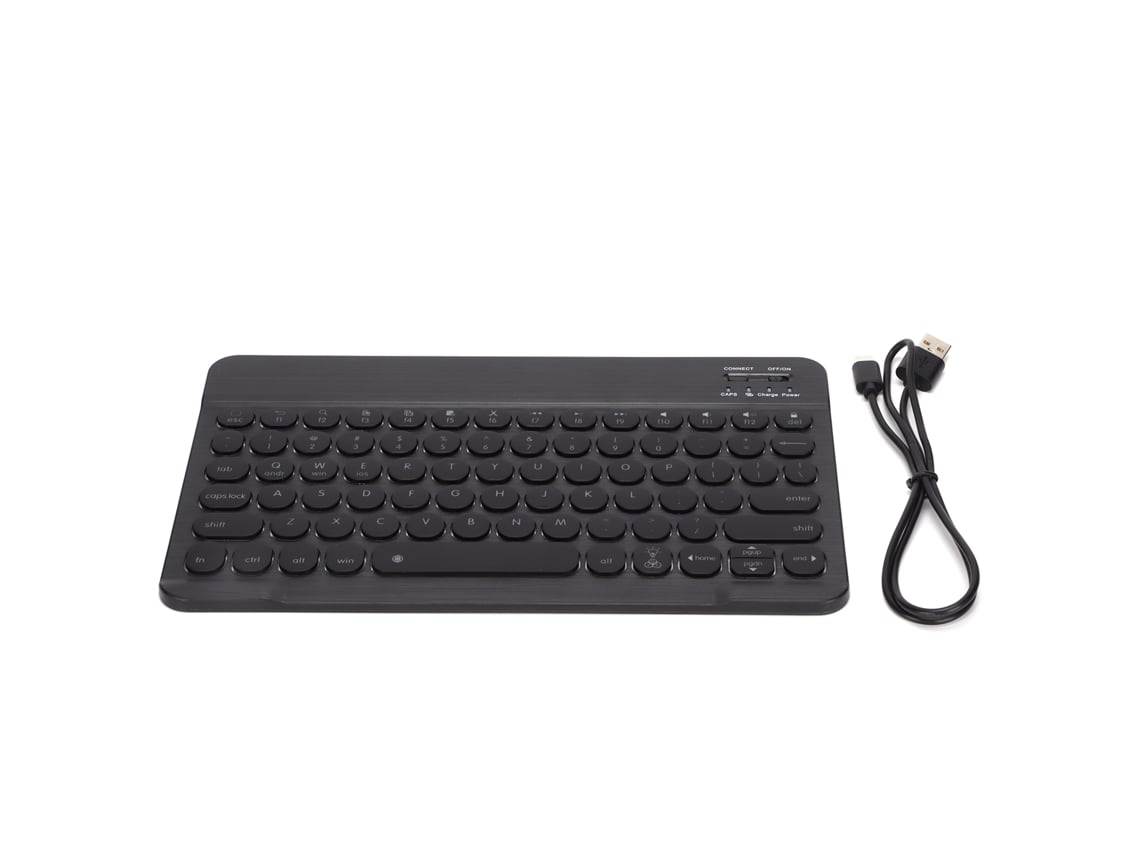 Teclado inalámbrico con teclas redondas de 10 pulgadas, retroiluminado, para Android/Windows/iOS, negro.