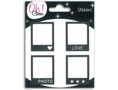 Pegatinas OH! GLITTER Polaroid Negro